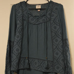 Teal bohemian blouse